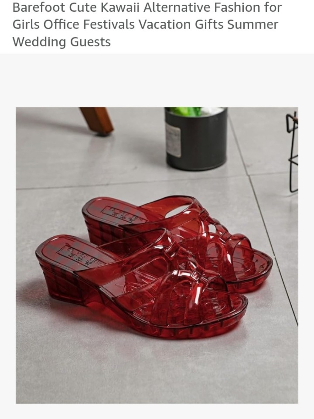 Translucent Red Jelly Wedge Mules - Slip-On Summer Slides